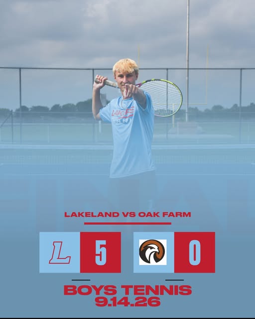 Lakeland gets boys tennis win over Oak Farm